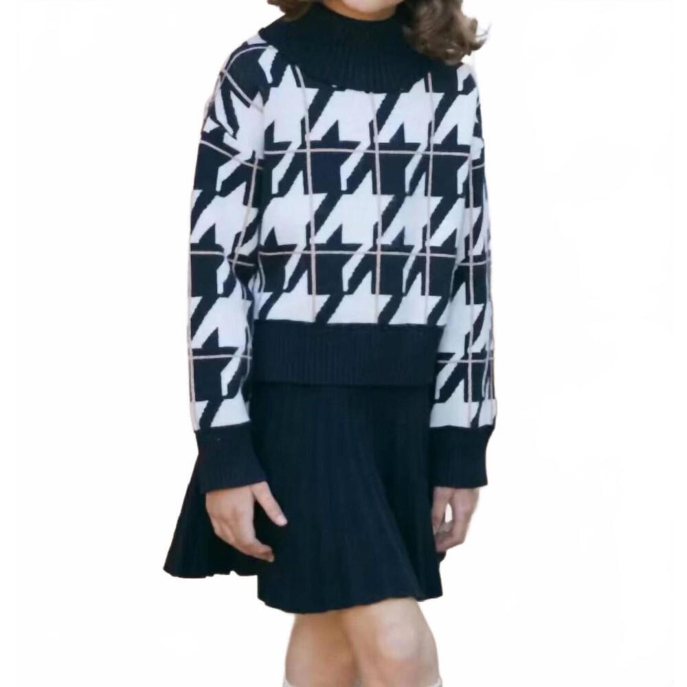 NEW ABEL & LULA sweater with pleated skirt set in black white
